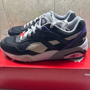 Puma Men's Black, Gray, and Purple Sneakers REVERSE CLASSICS